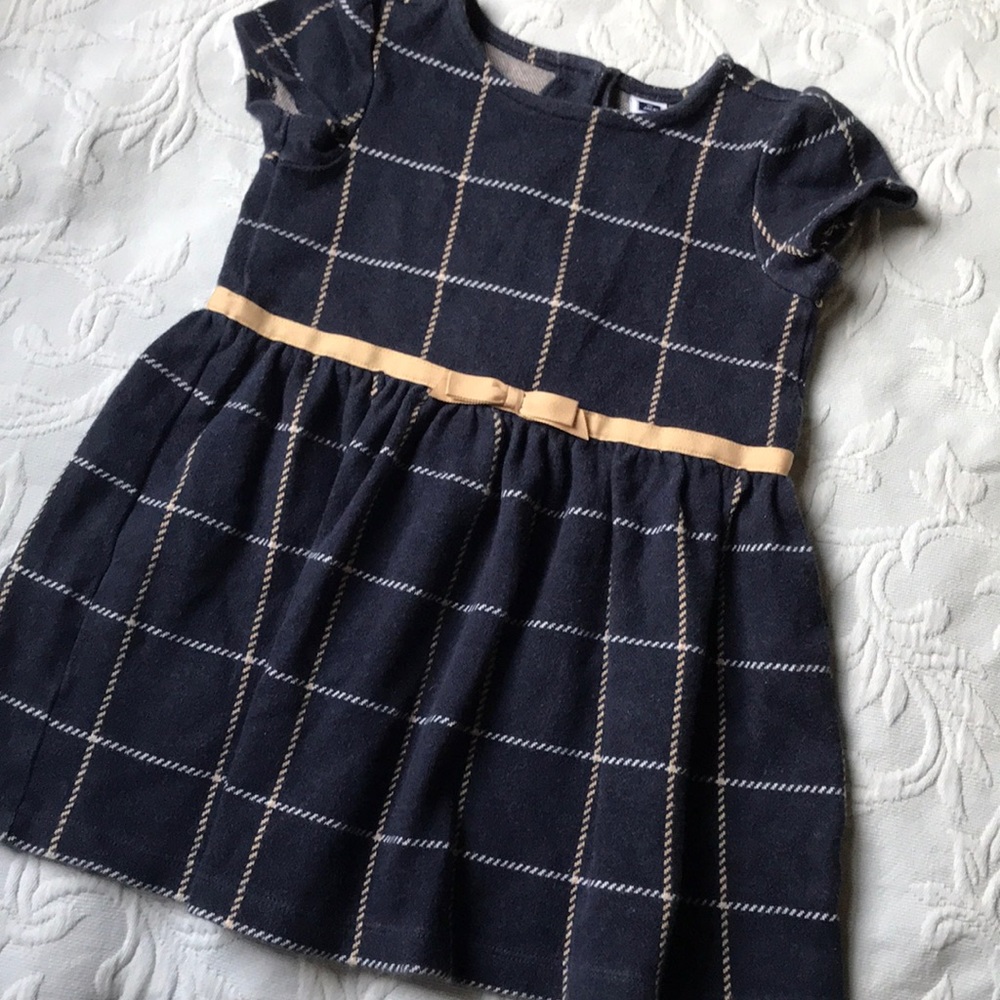 Navy and Tan 💯 Cotton Knit Dress